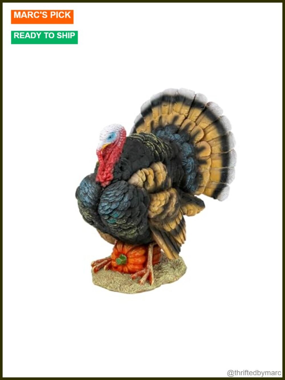 North American Turkey Statue Full Color Small Outdoor Garden Décor